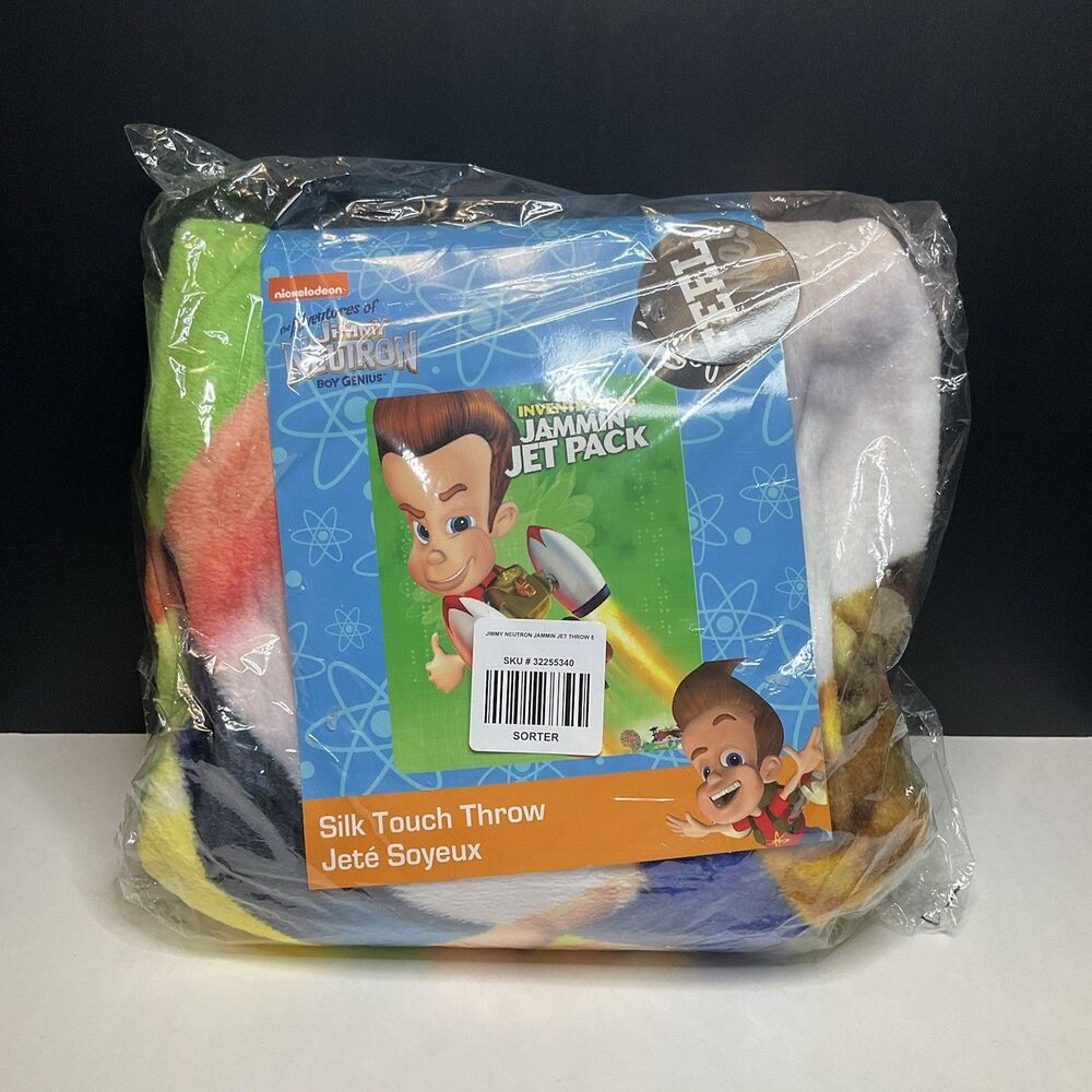 NEW SEALED Jimmy Neutron Boy Genius Jammin Jet Pack Silk Throw Blanket 50"x60"